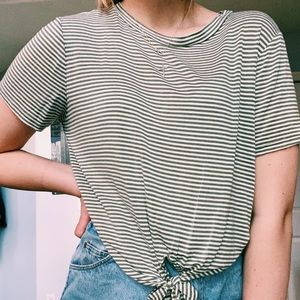 Forrest green and white striped shirt